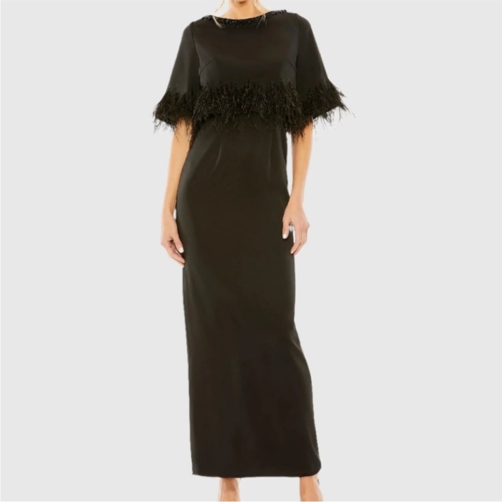 Black Flutter Sleeve Cocktail Gown